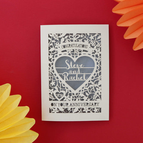 Personalised On Your Anniversary Paper Cut Card - A5 (large); / Silver;