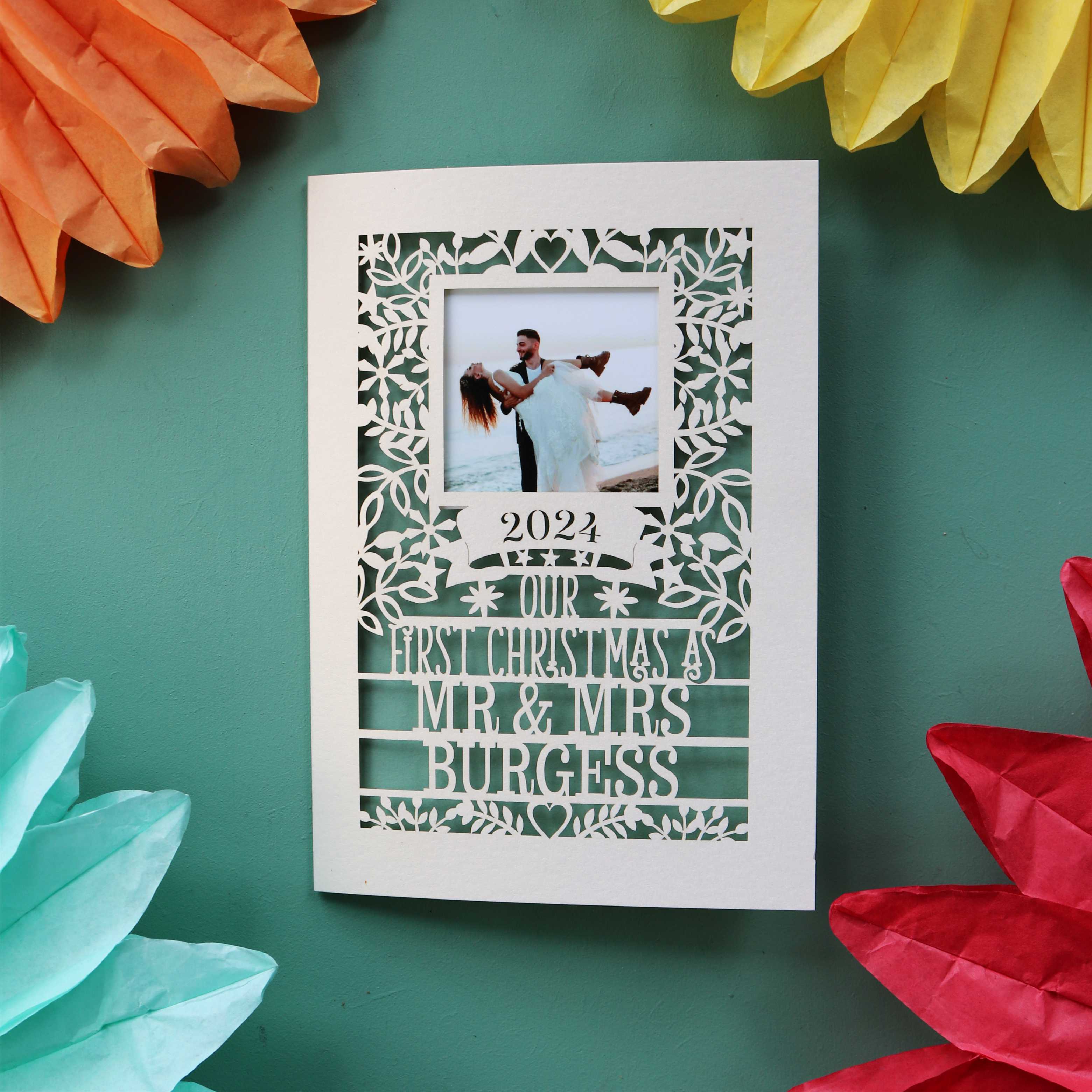 Mr & Mrs Our First Christmas Photo Card