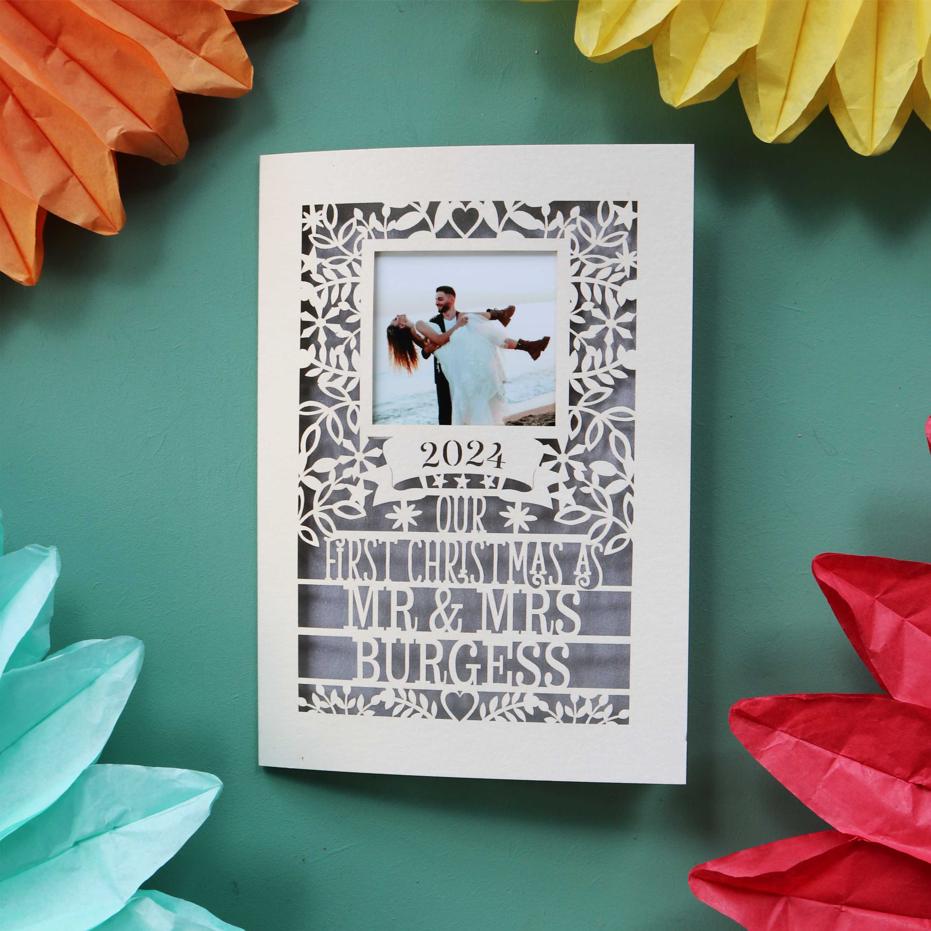 Mr & Mrs Our First Christmas Photo Card