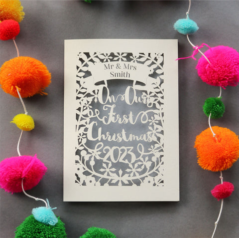 Personalised 'Our First Christmas' Papercut Card - 
