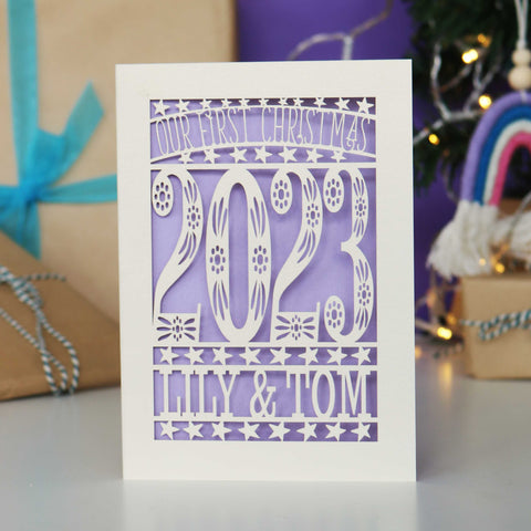 Our First Christmas Personalised Card - A5 / Lilac