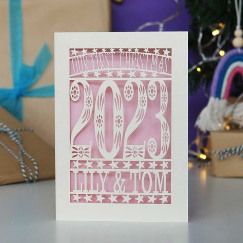 Our First Christmas Personalised Card - A5 / Candy Pink