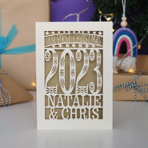 Our First Christmas Personalised Card - A5 / Gold Leaf
