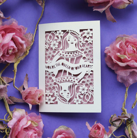 Queen of our Hearts Mother's Day card - A6 (small) / Dusky Pink