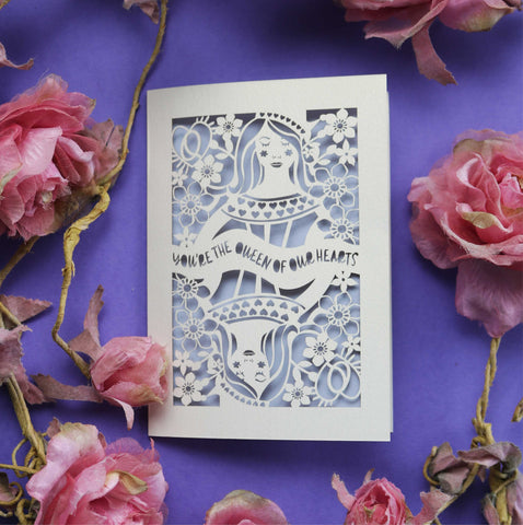 Mothers Day cards that say "You're the Queen of our Hearts"  - A6 (small) / Lilac