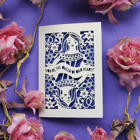 A papercut Mother's Day card for The Queen of Hearts - A6 (small) / Infra Violet