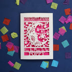 A laser cut card for congratulations 