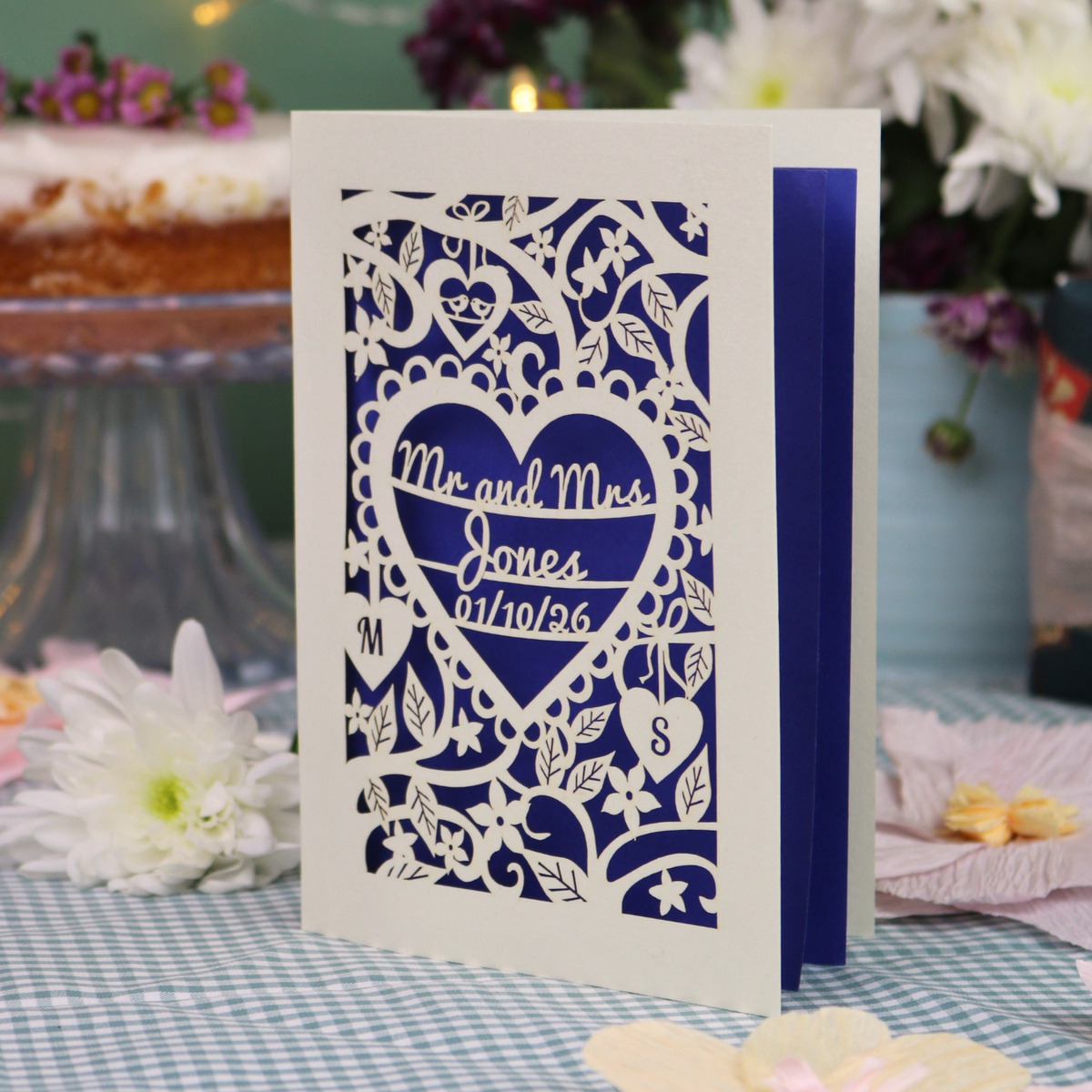 Personalised Wedding Card - Laser Cut Heart Wedding