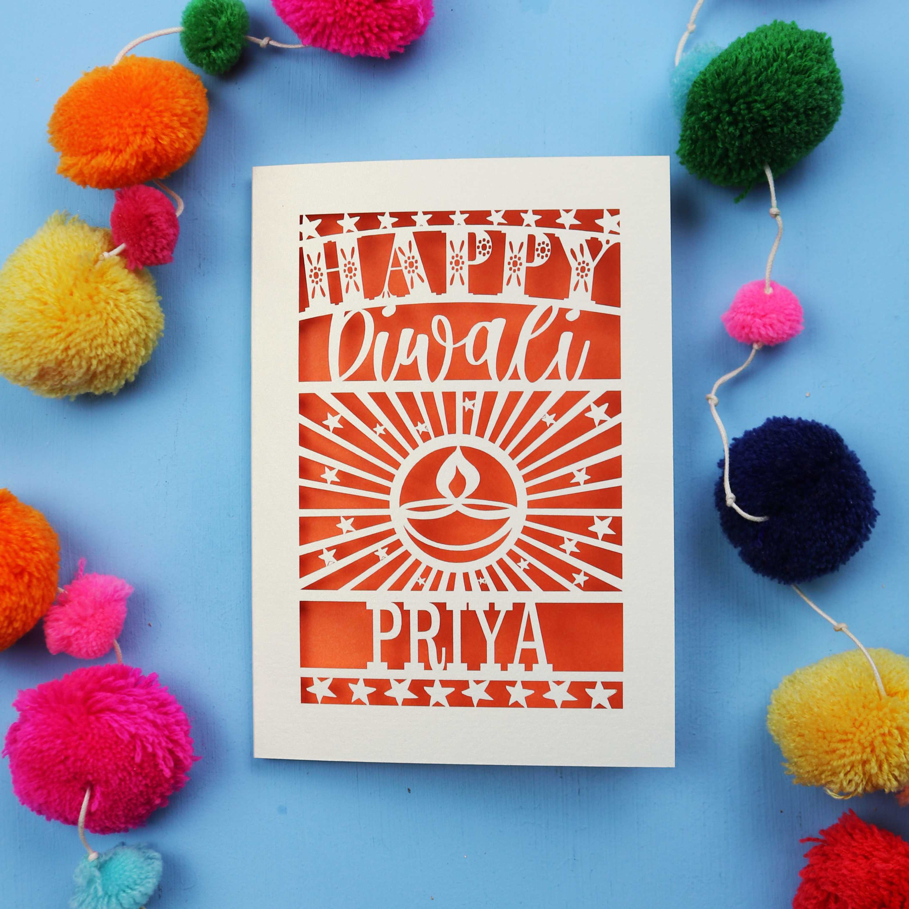 Personalised Papercut Diwali Stars Card