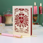 Personalised Anniversary Paper Cut Card - Sacred Heart Design - On Your Anniversary