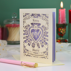 Personalised Anniversary Paper Cut Card - Sacred Heart Design - On Your Anniversary