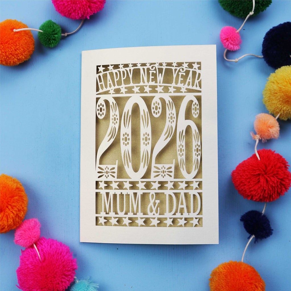 Personalised Papercut Happy New Year Card