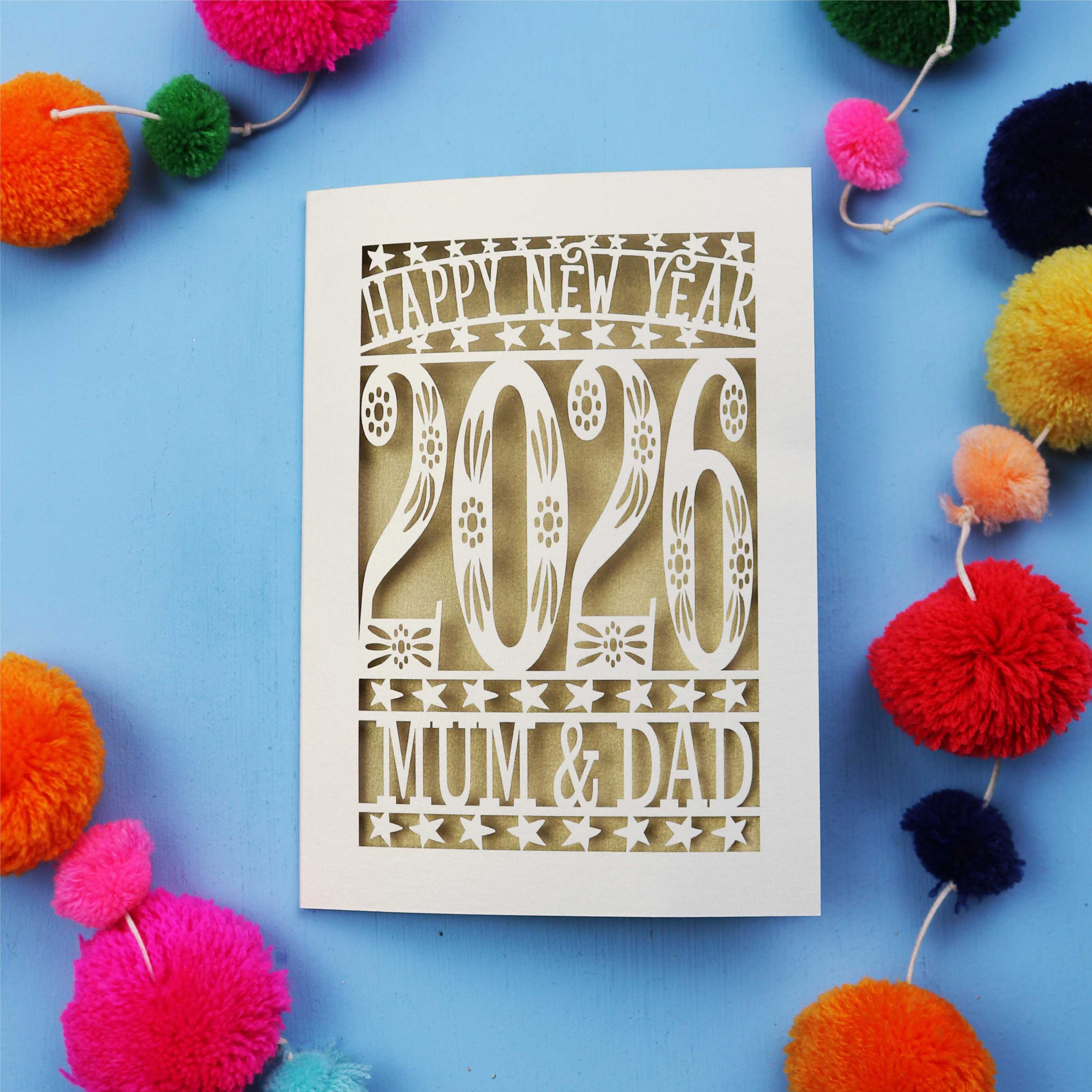 Personalised Papercut Happy New Year Card