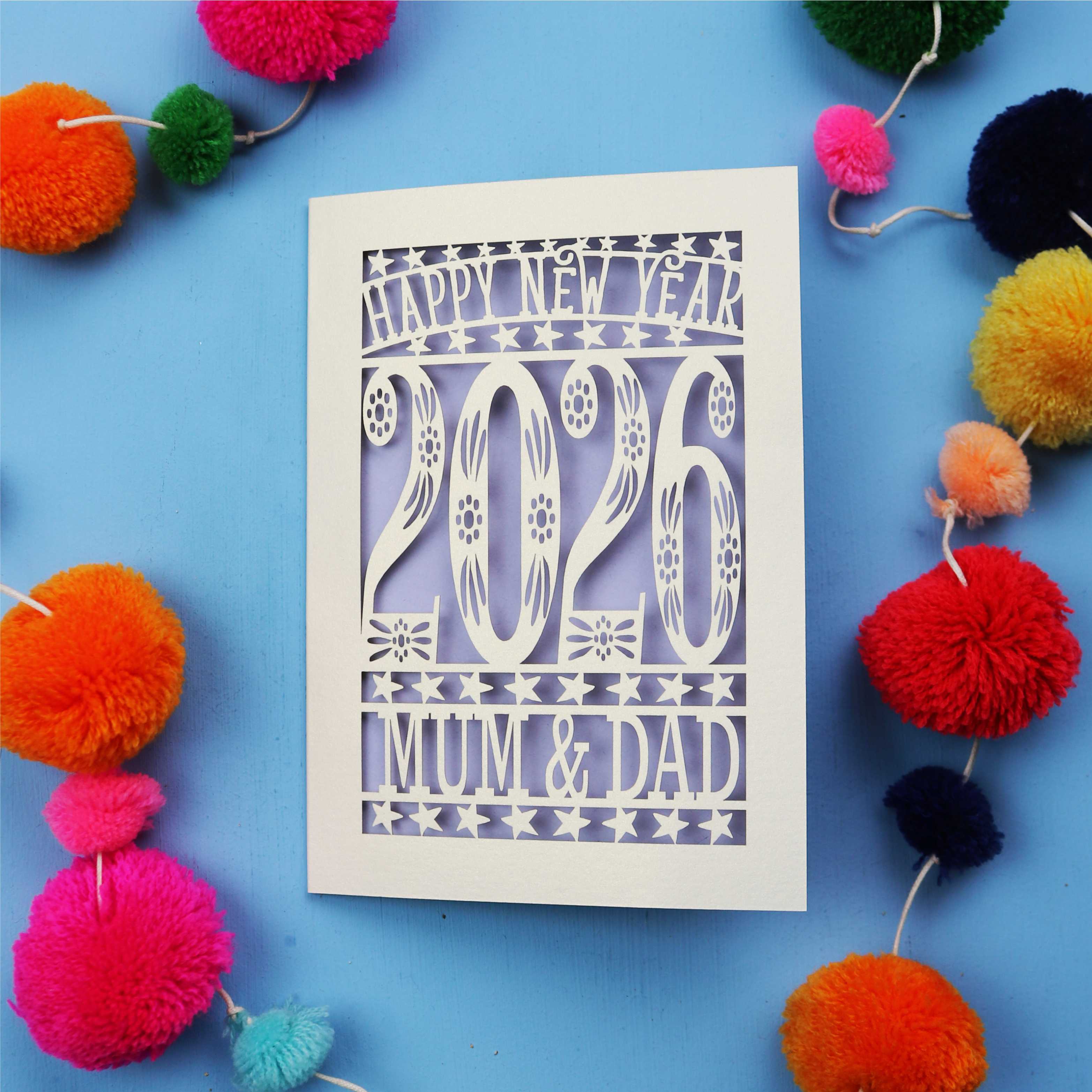 Personalised Papercut Happy New Year Card