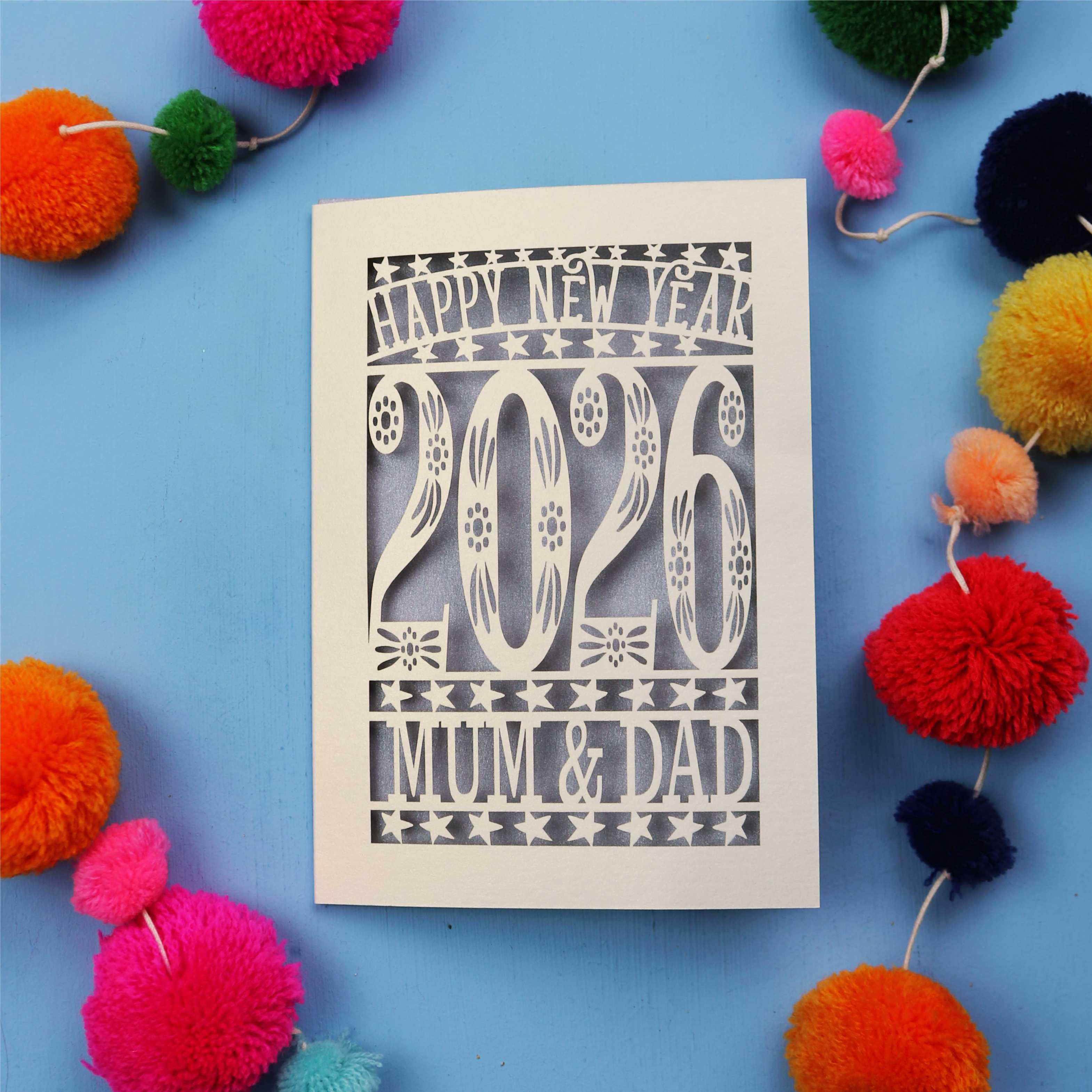 Personalised Papercut Happy New Year Card