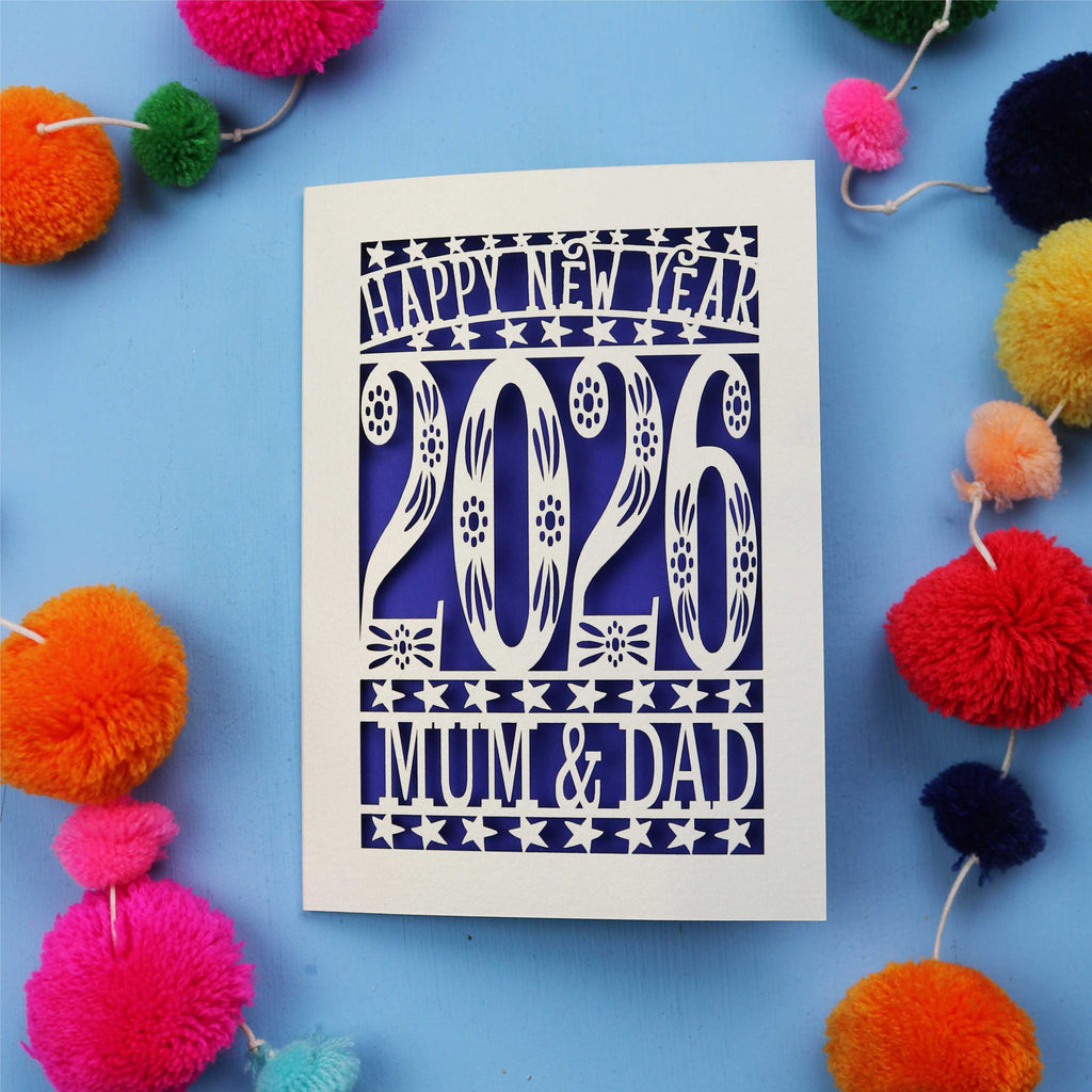Personalised Papercut Happy New Year Card