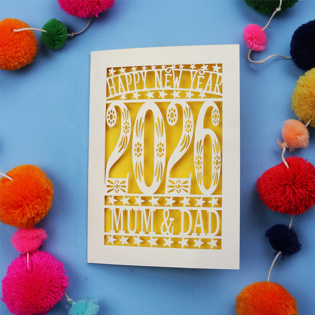 Personalised Papercut Happy New Year Card