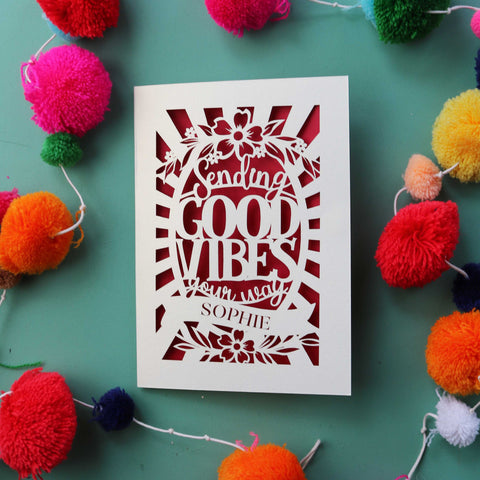 Good Vibes Personalised Card - A6 (small) / Dark Red