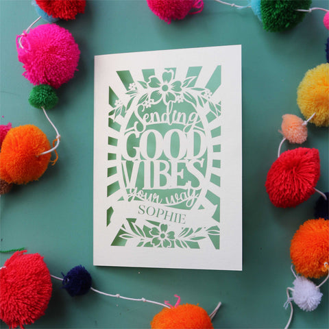 Good Vibes Personalised Card - A6 (small) / Light Green