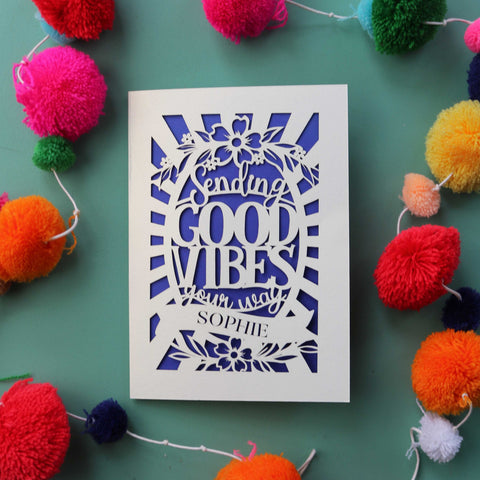 Good Vibes Personalised Card - A6 (small) / Infra Violet