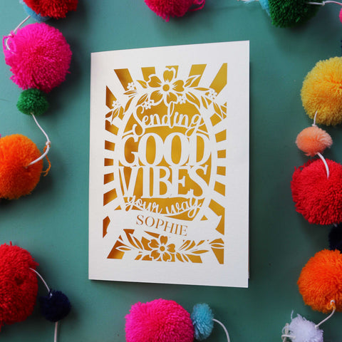 Good Vibes Personalised Card - A6 (small) / Sunshine Yellow