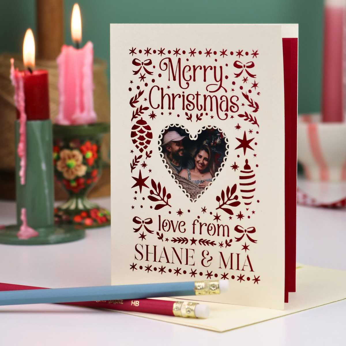 Christmas Photo Card - Folk Art Love From Design