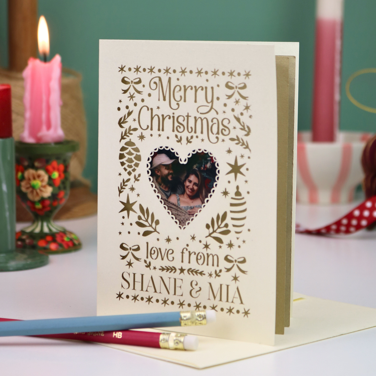 Christmas Photo Card - Folk Art Love From Design