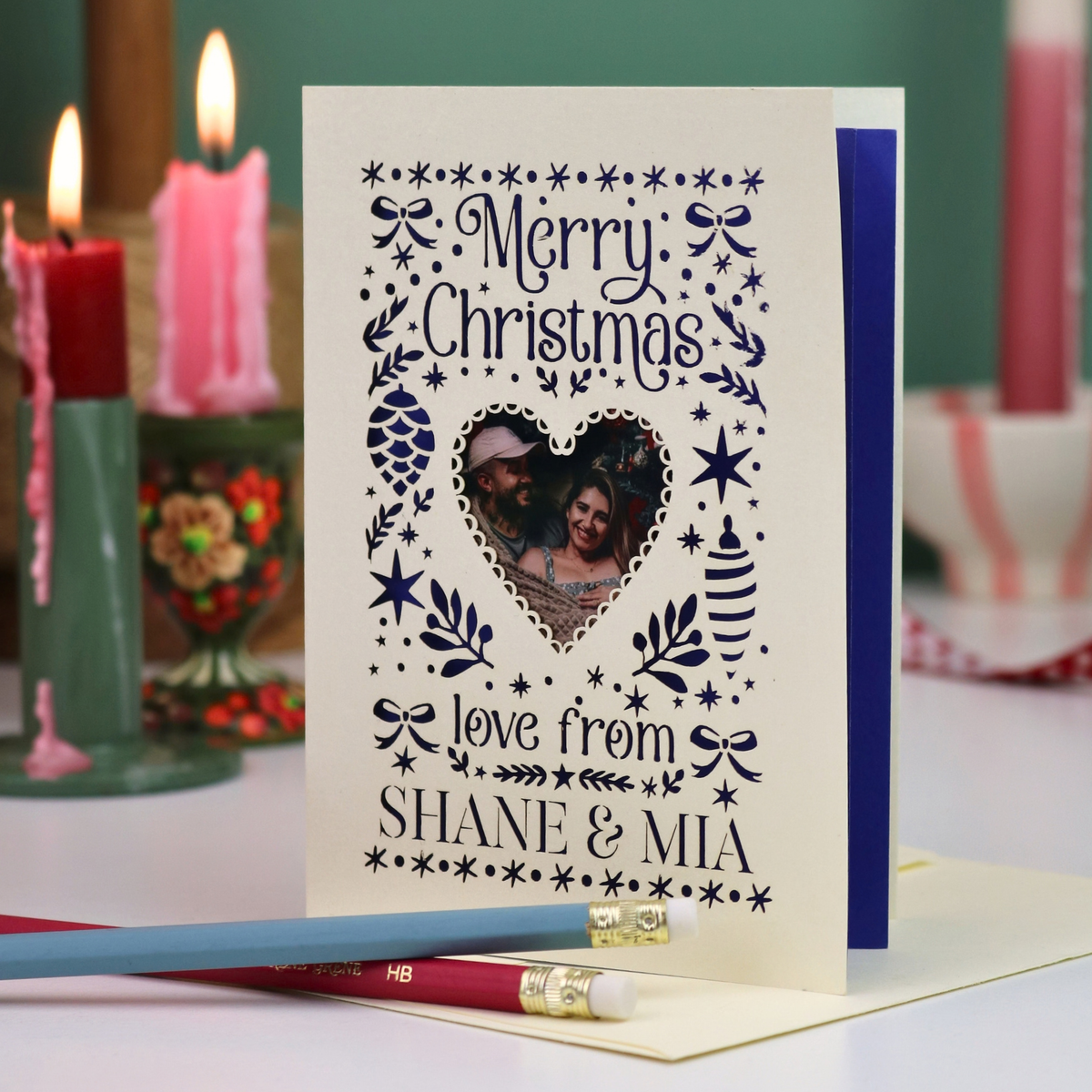 Christmas Photo Card - Folk Art Love From Design