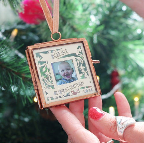 Papercut First Christmas Photo Decoration - 