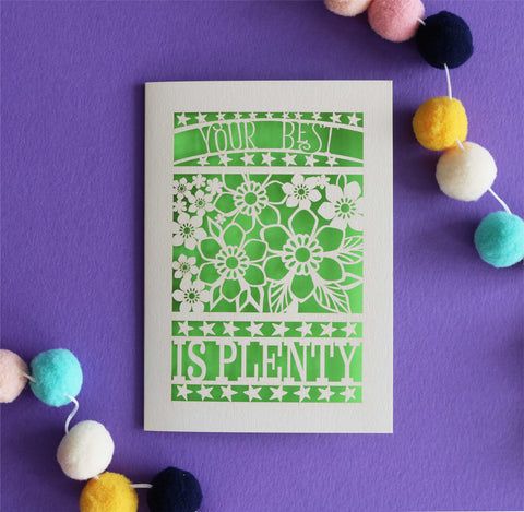 Your Best is Plenty Papercut Card - A6 (small) / Bright Green