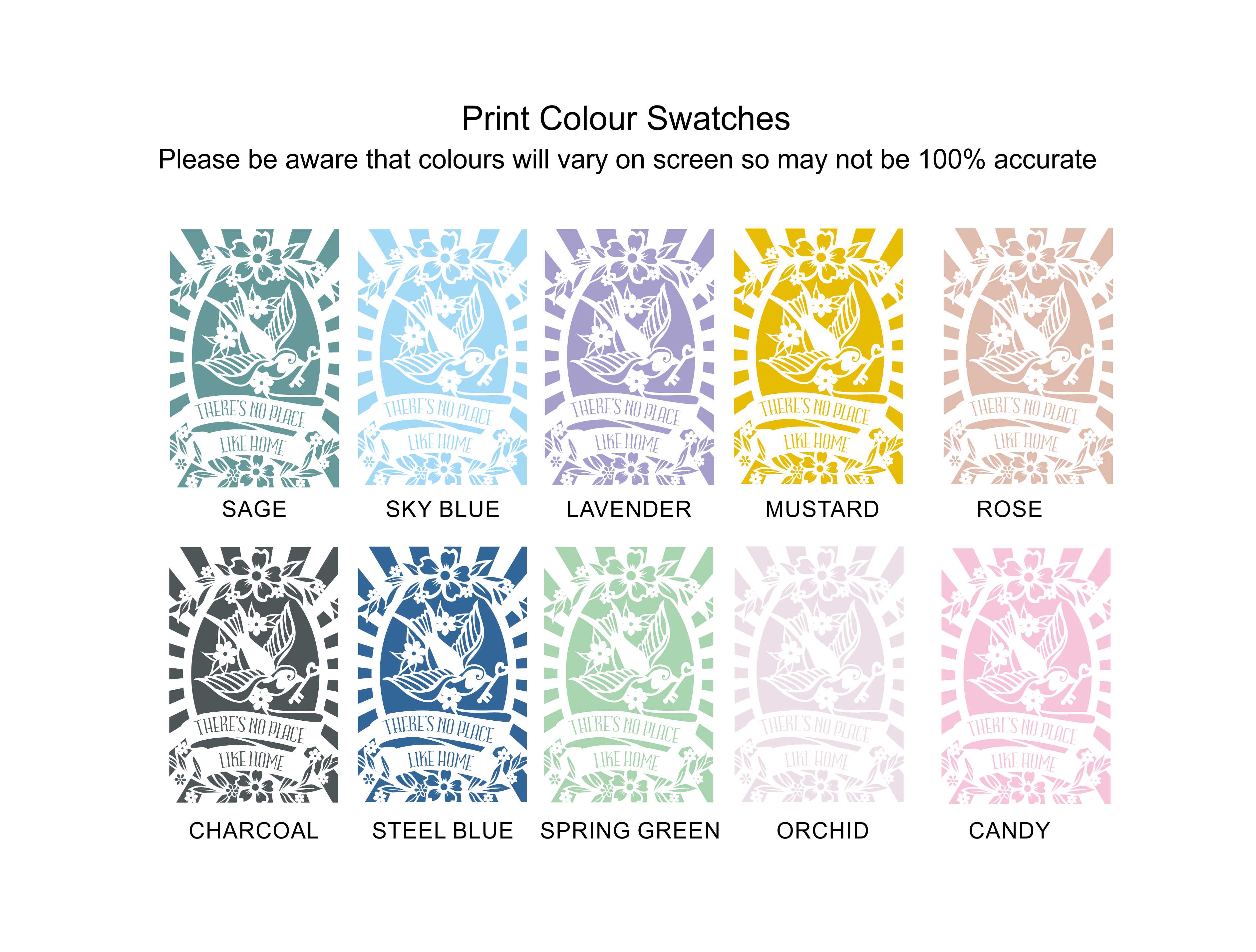 Colour swatches for a new home print