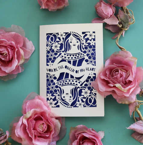 You're the Queen of My Heart laser cut card - A5 (large) / Infra Violet