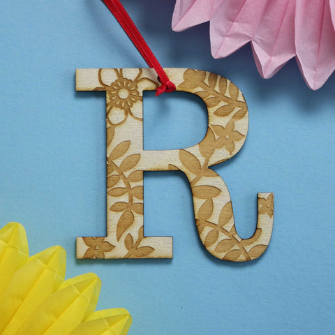 Assorted Letter R Wooden Engraved Hanging Decorations - 