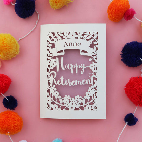 A Congratulations on your retirement laser cut personalised greetings card - A6 / Dusky Pink