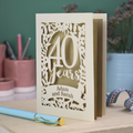 Personalised ruby anniversary card with floral design and '40 years, Adam and Sarah'