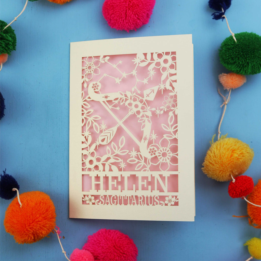 Personalised Sagittarius Papercut Birthday Card