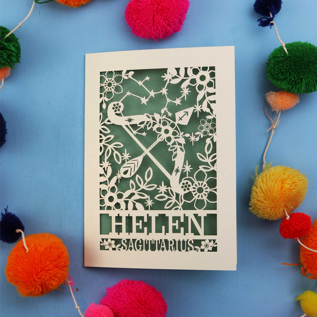 Personalised Sagittarius Papercut Birthday Card