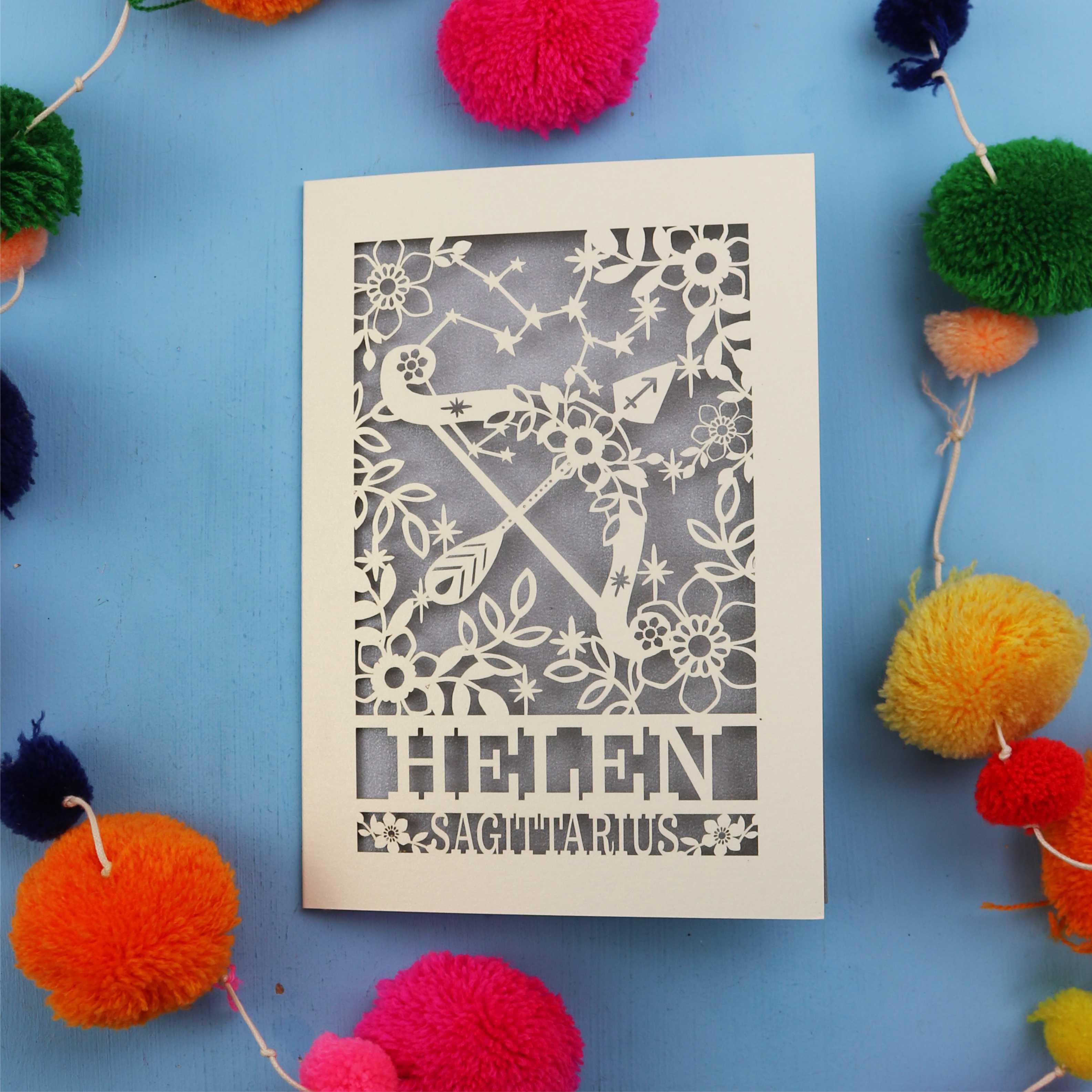 Personalised Sagittarius Papercut Birthday Card