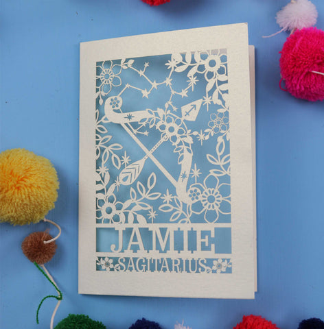 Personalised Sagittarius Papercut Birthday Card - 