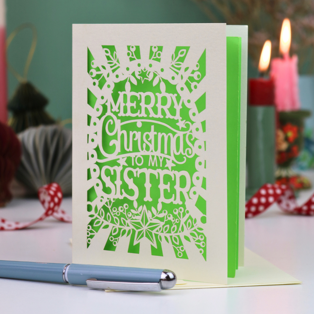 Papercut Sister Christmas Card