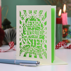 Papercut Sister Christmas Card