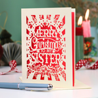 Papercut Sister Christmas Card