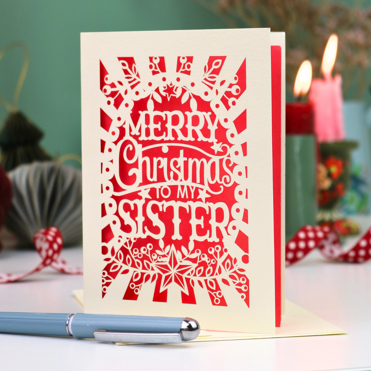 Papercut Sister Christmas Card
