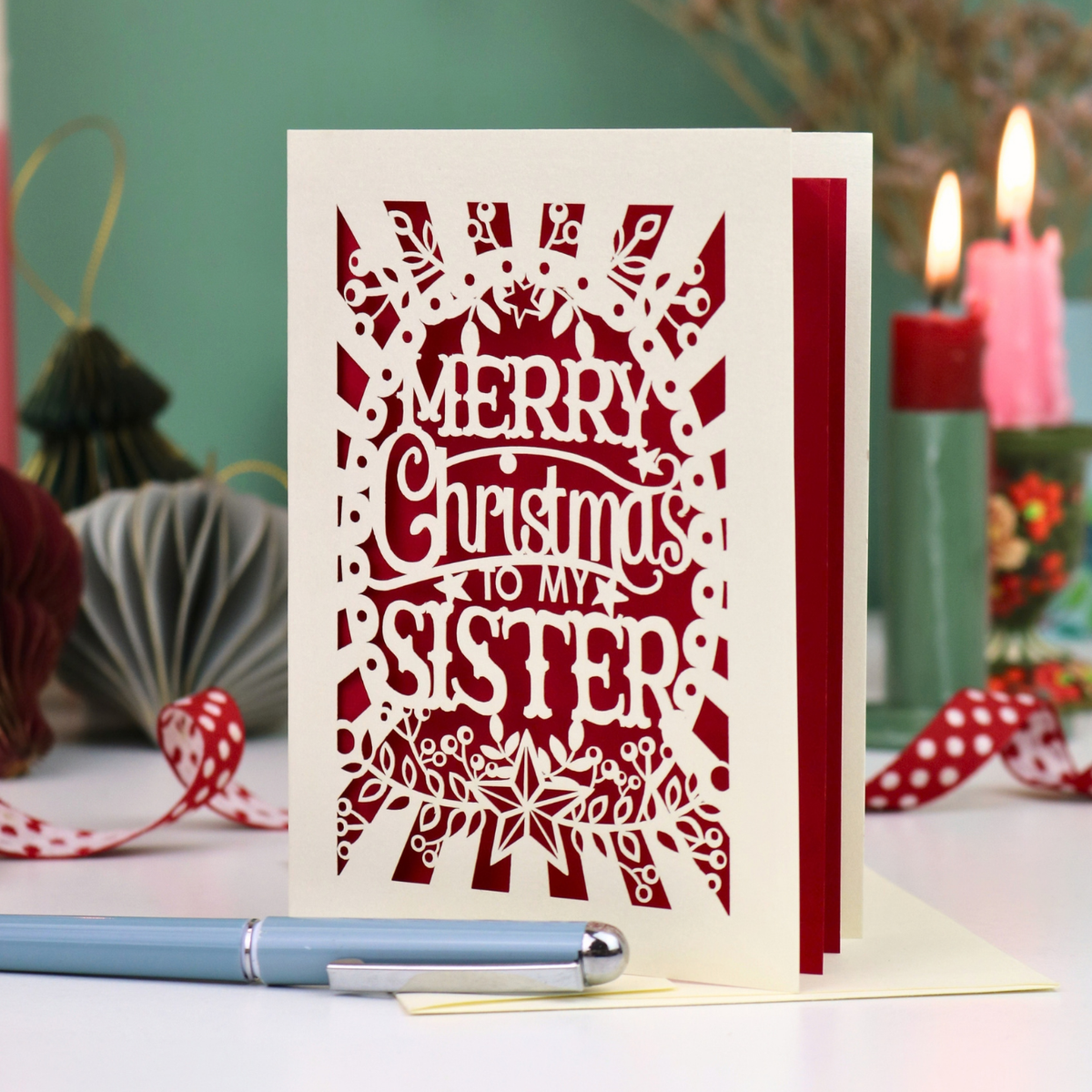 Papercut Sister Christmas Card