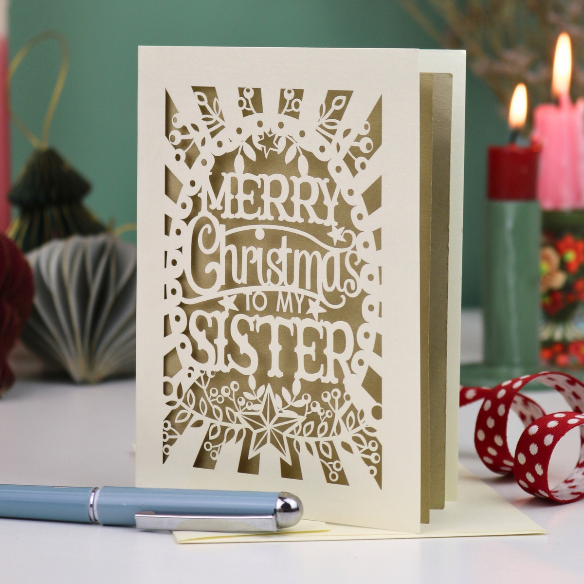 Papercut Sister Christmas Card