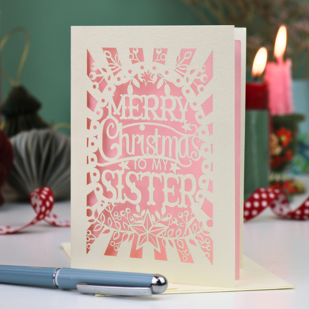Papercut Sister Christmas Card