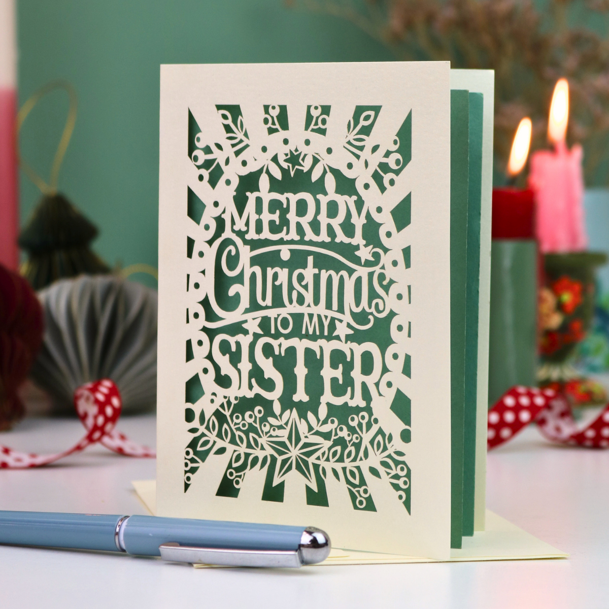 Papercut Sister Christmas Card