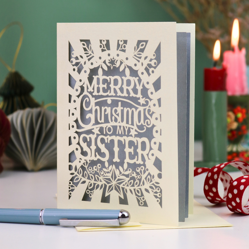 Papercut Sister Christmas Card