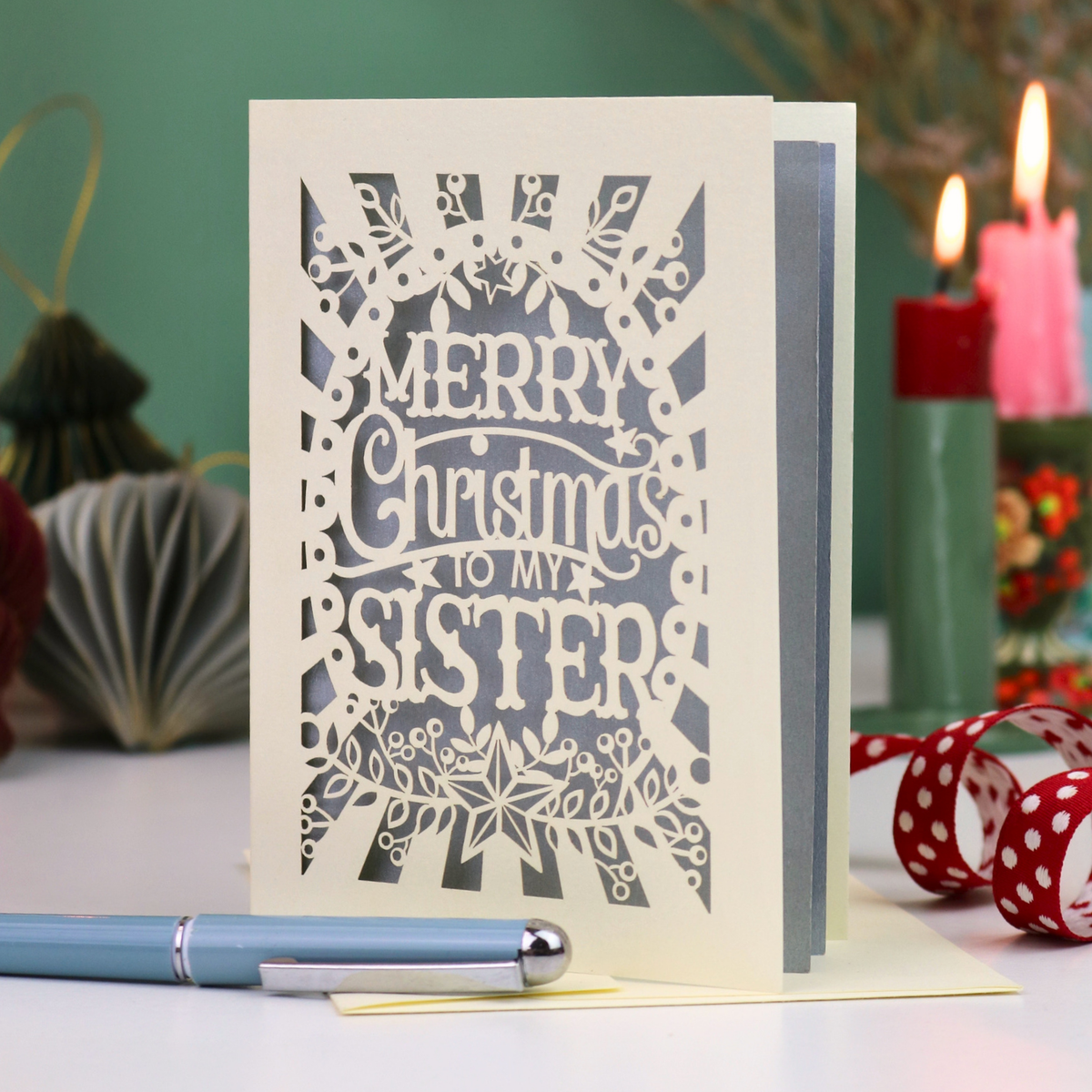Papercut Sister Christmas Card