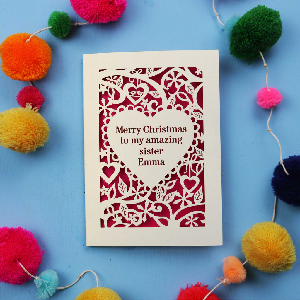 'Merry Christmas To My Amazing Sister' Personalised Christmas Card